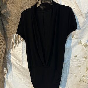 Twentyone Black Draped V-Neck Short Sleeve Blouse